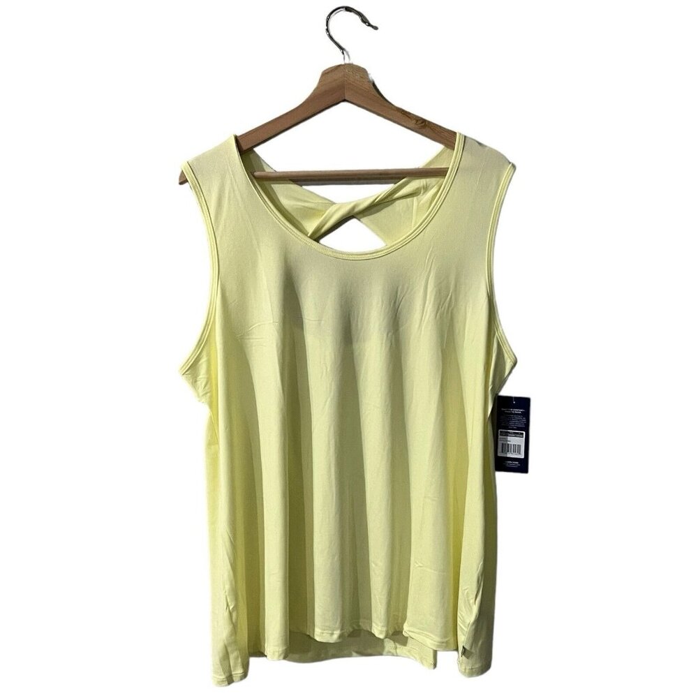 Marika Active Tank Top Plus Size 1X Wax Yellow Lemon Twist Keyhole Back MPT3931A